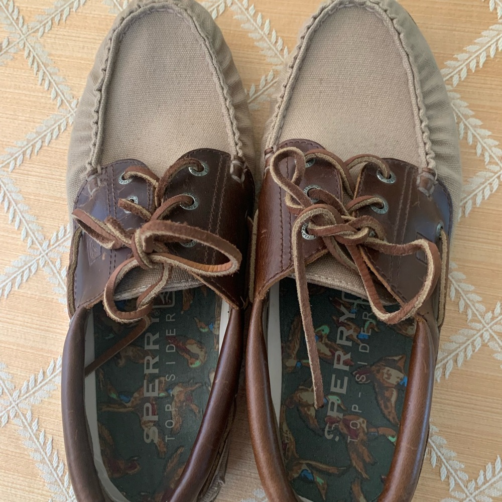 Sperry Topsiders Men’s leather/canvas boat shoe size 9.5M
